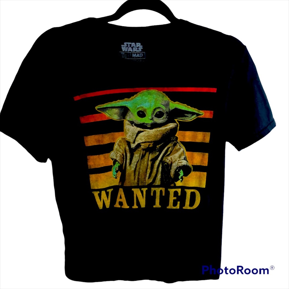 Star Wars Baby Yoda The Child Wanted Black Tshirt. Small
